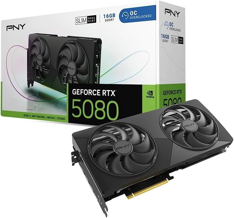 PNY GeForce RTX 5080 Slim OC Dual Fan 16GB GDDR7 DLSS4 VCG508016DFSXPB1-O