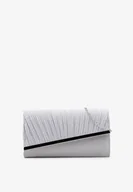 Torebki damskie - Srebrna Brokatowa Torebka Kopertówka z Asymetryczną Klapką Oialli - miniaturka - grafika 1