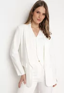 Marynarki i żakiety damskie - Biała Niezapinana Marynarka z Klapami Imitującymi Kieszonki Asandra - miniaturka - grafika 1