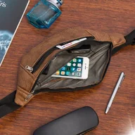 Nerki - Męska saszetka biodrówka nerka na pas regulowana skóra eko nubuk elegancka - miniaturka - grafika 1