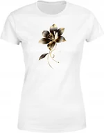Koszulki i topy damskie - Koszulka damska Złoty Kwiat subtelny elegancki t-shirt damski - miniaturka - grafika 1