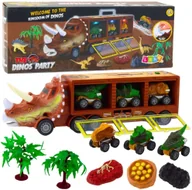 Samochody i pojazdy dla dzieci - Ciężarówka Dinozaur Triceratops Autka Dinozaury Wyrzutnia Brązowy LEAN Toys - miniaturka - grafika 1