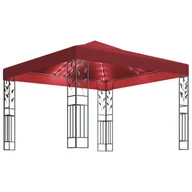 Altany ogrodowe - vidaXL Altana ze sznurem lampek LED, 3x3 m, winna czerwień - miniaturka - grafika 1