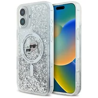 Etui i futerały do telefonów - Etui KARL LAGERFELD Hardcase Liquid Glitter Choupette Magsafe do iPhone 16 Przezroczysty - miniaturka - grafika 1