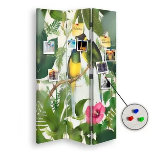 Parawan pokojowy FEEBY, Kolorowe ptaki w dżungli, Dwustronny PIN 110x170cm 3-częściowy - Parawany - miniaturka - grafika 1