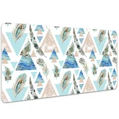 Podkładki na biurko - Mata ochronna na biurko Geometryczne trójkąty i pióra 100x50 cm - miniaturka - grafika 1