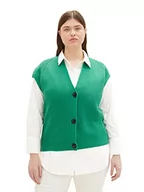 Swetry damskie - TOM TAILOR Damski sweter 1035956, 31032 - Vivid Leaf Green, 46 Duże rozmiary - miniaturka - grafika 1