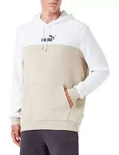 Bluzy męskie - PUMA Męska bluza z kapturem ESS+ Block Hoodie Tr Sweatshirt, biała, XXL - grafika 1