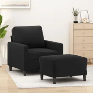 Fotele - vidaXL Fotel z podnóżkiem, czarny, 60 cm, obity aksamit - miniaturka - grafika 1
