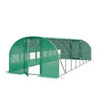 Szklarnie ogrodowe - TOOLPORT Szklarnia tunelowa foliowa 3x8m Premium z obrotową konstrukcją drzwi plandeka PE 180 g/m² zielony przezroczysta - miniaturka - grafika 1