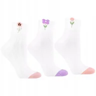Skarpetki damskie - 3X SKARPETKI DAMSKIE KRÓTKIE 3/4 KWIATOWY WZÓR BAWEŁNA UROCZE MORAJ 38-41 - miniaturka - grafika 1