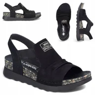 Sandały damskie - Rieker 39 Sandały damskie SKÓRZANE na platformie lekkie obuwie letnie modne - miniaturka - grafika 1