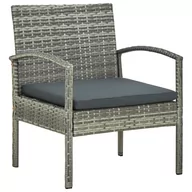 Fotele i krzesła ogrodowe - vidaXL Krzesło ogrodowe z poduszką, polirattan, szare - miniaturka - grafika 1