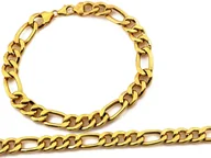 Bransolety męskie - Złota bransoletka 585 gruba męska figaro długość 22cm klasyczna 14k s - miniaturka - grafika 1