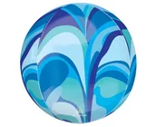 Balony i akcesoria - Balon foliowy ORBZ - Kula niebieska macro marble (pakowany) - miniaturka - grafika 1