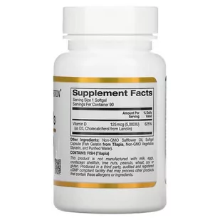 California Gold Nutrition, Vitamin D3, 125 mcg (5,000 IU), 90 kaps. - Suplementy naturalne - miniaturka - grafika 2