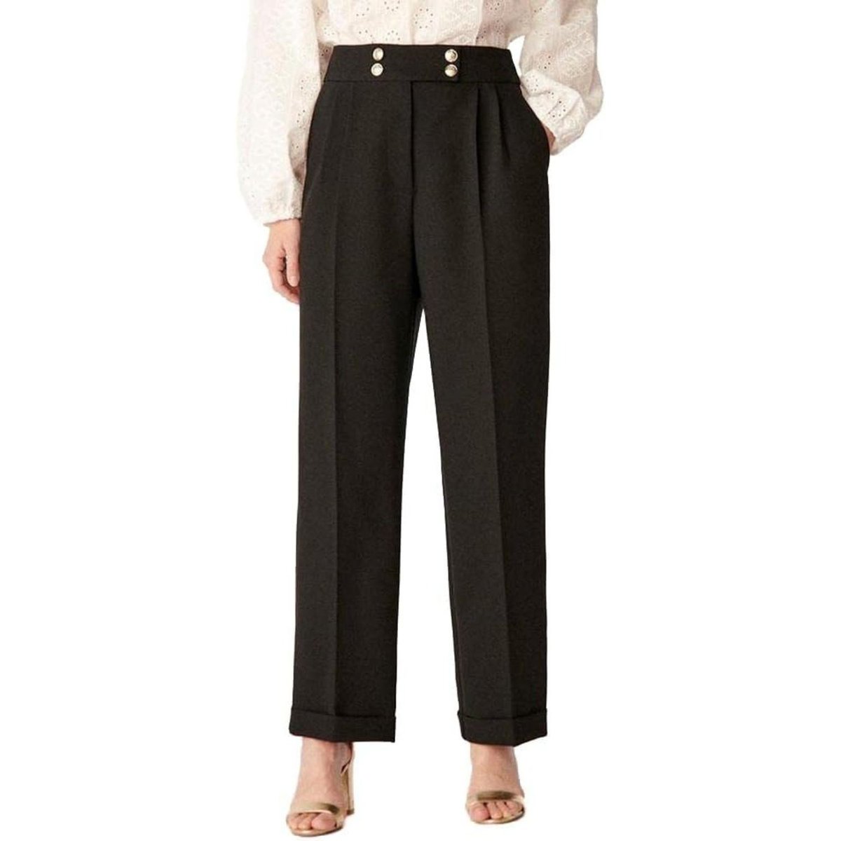Spodnie damskie Naf Naf Sophie czarne proste eleganckie-XS