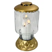 Lampiony i znicze - Znicz szklany Mito 18 x 34 cm 90 dni złoty / srebrny / czarny / biały - miniaturka - grafika 1