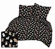 Pościel - pościel bawełna lux 140x200 + 1 poszewka B 307-3 psiaki na czarnym - miniaturka - grafika 1