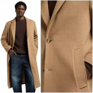 Lee LONG WOOL CAR COAT Camel długi karmelowy płaszcz wełniany męski M - Płaszcze męskie - miniaturka - grafika 1
