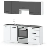 Meble kuchenne - Kuchnia Mała Modułowa 2m Nowoczesna Pojemna Z Blatem Biała Szary Biały Mat - miniaturka - grafika 1