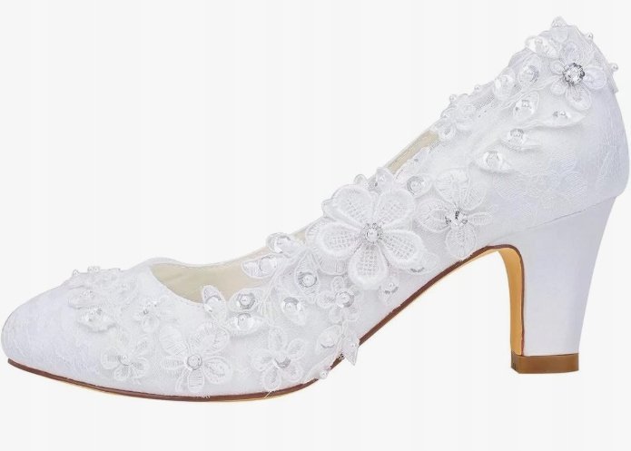 EMILY BRIDAL CZÓŁENKA ŚLUBNE ECRU Z KORONKOWYMI KWIATAMI 38 6KA