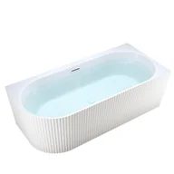 Wanny - Wanna ryflowana przyścienna narożna prawa korek oraz przelew biały 140 cm Rio Hydrosan - miniaturka - grafika 1