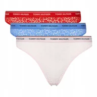 Majtki damskie - TOMMY HILFIGER STRINGI DAMSKIE MAJTKI 3P CZERWONE/NIEBIESKIE/RÓŻOWE r.S - miniaturka - grafika 1