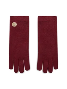 Tommy Hilfiger Rękawiczki Damskie AW0AW13907 Bordowy - Rękawiczki sportowe damskie - miniaturka - grafika 1