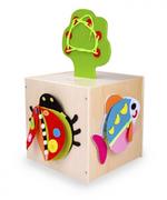 Zabawki interaktywne dla dzieci - ClassicWorld Kostka manipulacyjna z zapięciami - pętla motoryczna CL8007 - miniaturka - grafika 1
