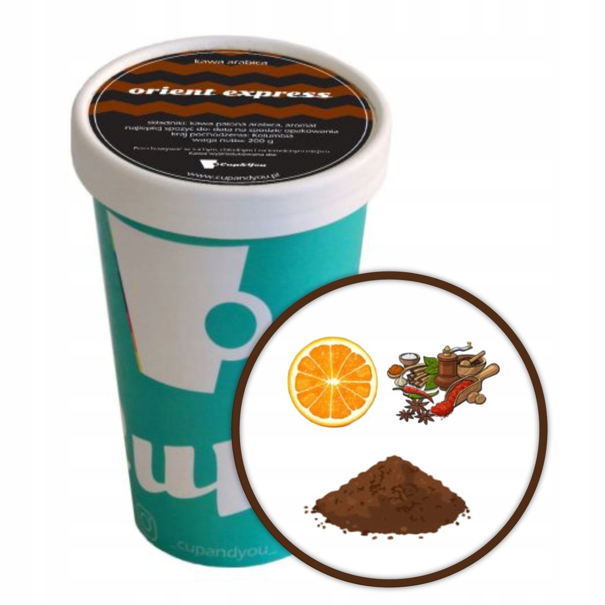 Kawa aromatyzowana smakowa ORIENT EXPRESS mielona KUBEK Cup&You 200g - smakowa uczta dla podniebienia