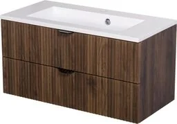 Szafka łazienkowa orzech 80 cm z umywalką Victa Lamello - Szafki łazienkowe - miniaturka - grafika 1