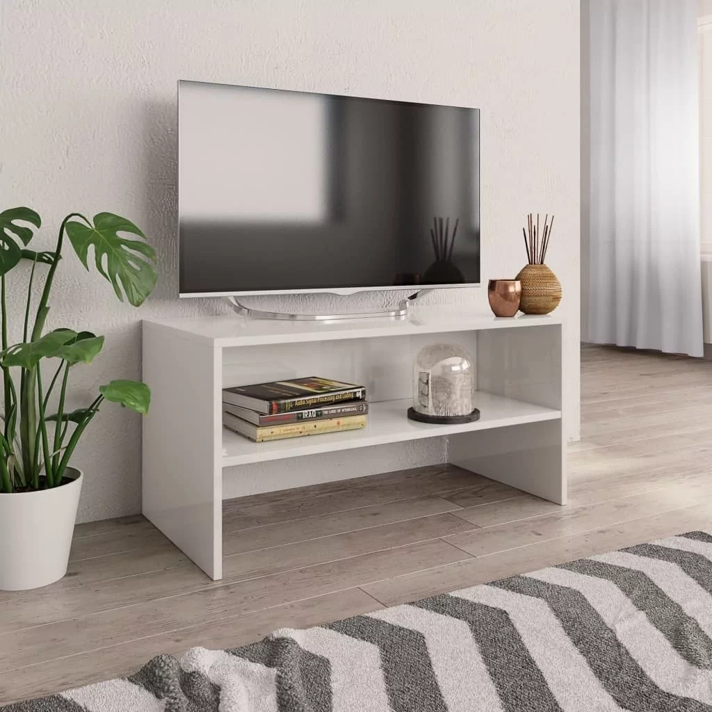 vidaXL Szafka pod TV, biała, wysoki połysk, 80x40x40 cm, płyta wiórowa