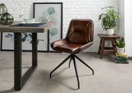 Krzesła - IRON LABEL Krzesło #108 Skóra naturalna + metal 49x56x83 cm - miniaturka - grafika 1