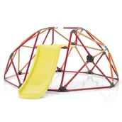 Place zabaw - Kopuła wspinaczkowa 241 cm dla dzieci ze zjeżdżalnią, metalowa klatka wspinaczkowa z poduszką z tkaniny, maksymalne obciążenie 180 kg, dla 3-10 lat - miniaturka - grafika 1