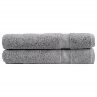 vidaXL Ręczniki premium SOLUND, 2 szt., szare, 100x200 cm - Ręczniki - miniaturka - grafika 1