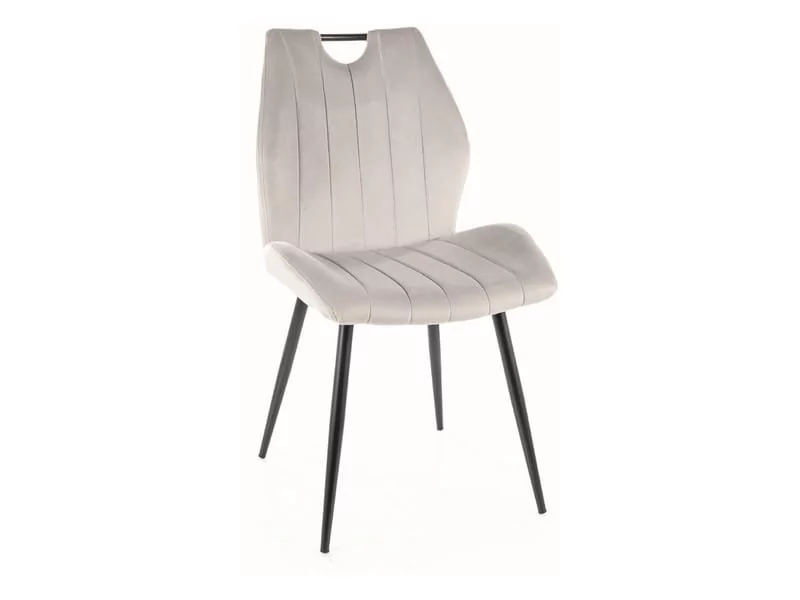 Krzesło tapicerowane do jadalni ARCO VELVET jasny szary SIGNAL