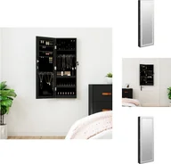 Szafki łazienkowe - vidaXL Lustrzana szafka na biżuterię z oświetleniem LED do montażu na ścianie, czarna - Lustro - miniaturka - grafika 1