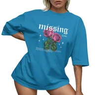Koszulki i topy damskie - T-SHIRT OVERSIZE LUŹNA KOSZULKA RÓŻE BAWEŁNA S SUKIENKA JAKOŚĆ - miniaturka - grafika 1