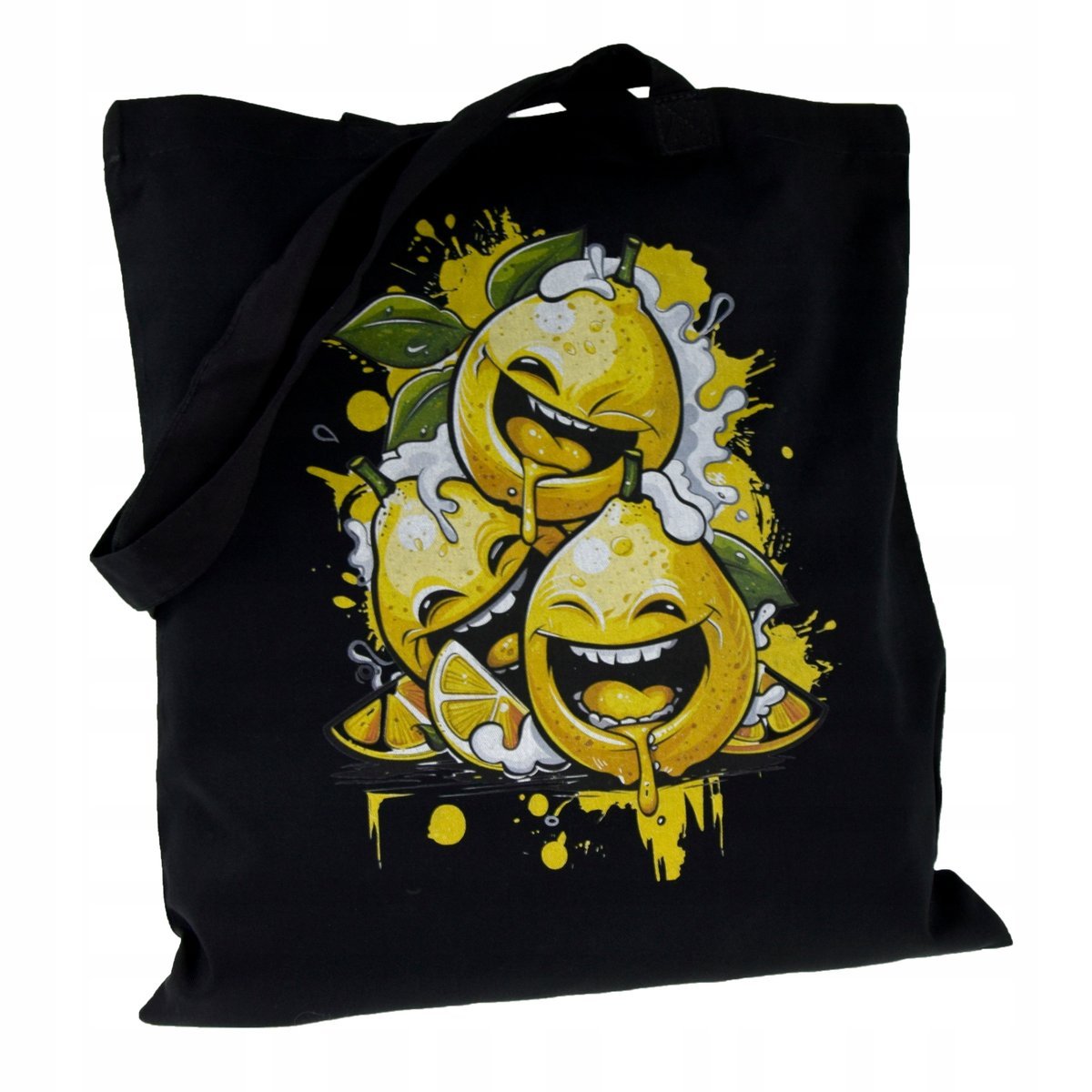 torba bawełniana czarna 38x42 cm z nadrukiem CYRRYNY torebka miejska eko