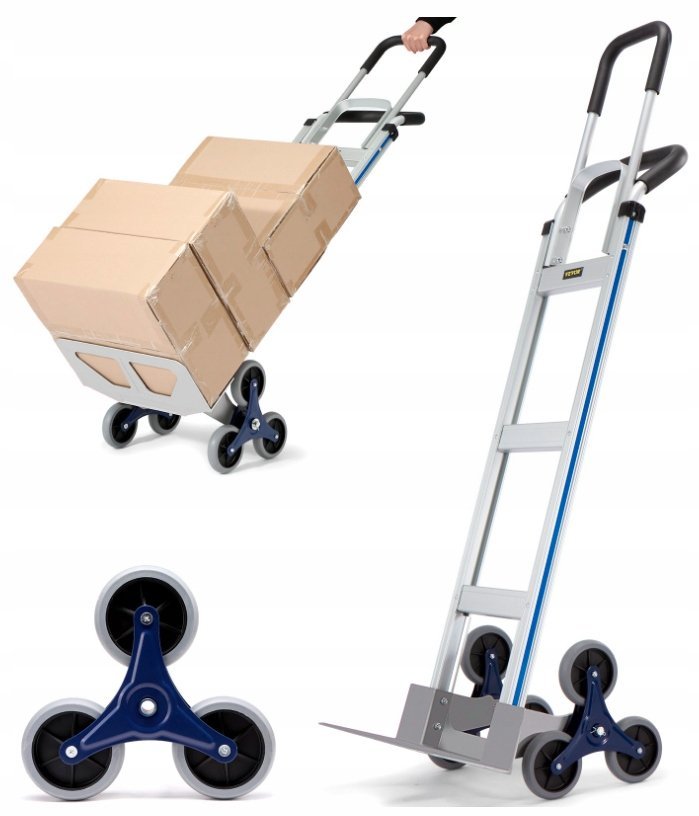 Wózek Na Schody Schodowy 3 Kołowy Kroczący Do Transportu Składany 250kg