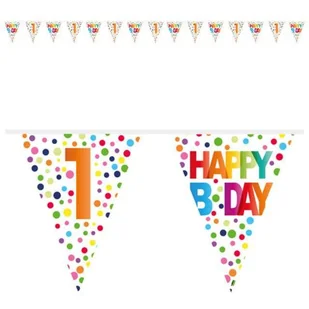 Folat Baner flagi "1 Urodziny - Tęczowe Kropki", FOLAT, 1000 cm FL27101 - Gadżety dla niej i dla niego - miniaturka - grafika 2