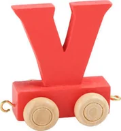 Pociągi dla dzieci - Small Foot Design Wagonik z literką V Alfabet Pociąg - miniaturka - grafika 1