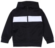 Bluzy dla chłopców - Czarna, chłopięca bluza z białym paskiem, bluza z kapturem 3-4 lat 104 cm - miniaturka - grafika 1