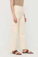 Spodnie damskie - Patrizia Pepe spodnie z domieszką lnu high waist - miniaturka - grafika 1