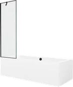 Wanny - Mexen Cube wanna prostokątna 170 x 80 cm z obudową i parawanem 1-skrzydłowym 60 cm, czarny wzór - 550517080X9506007070 - miniaturka - grafika 1