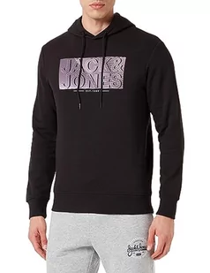 JACK & JONES Męska bluza z kapturem Jjpeter Sweat Hood, czarny, L - Bluzy męskie - miniaturka - grafika 1