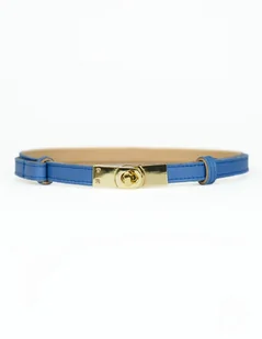 Niebieski skórzany pasek damski Kallie - Giovani Złota klamra - Paski Niebieski skórzany pasek damski Kallie - Giovani Złota klamra - Paski - miniaturka - grafika 1