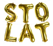 Balony i akcesoria - Balony foliowe złote napis sto lat 162x36 cm - miniaturka - grafika 1