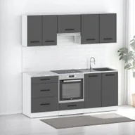Meble kuchenne - Kuchnia Mała Modułowa Z Blatem Pojemna 2.0m Biała San Sebastian Szara Mat - miniaturka - grafika 1